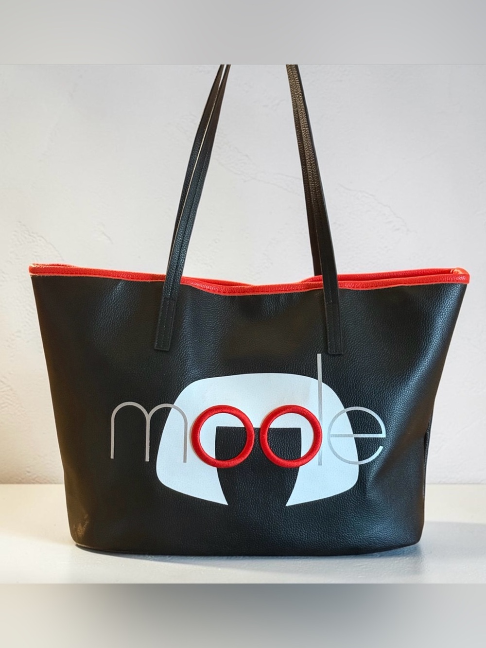 Disney Pixar Edna Mode The Incredibles Black Red Faux Leather Tote Bag